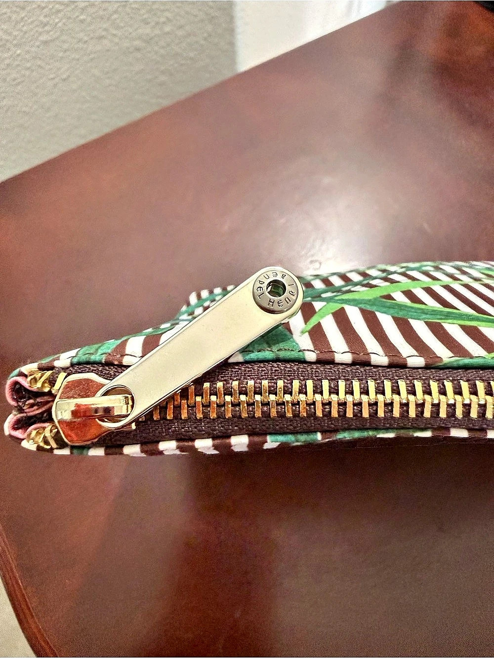 Henri Bendel Centennial Stripe Tropical Floral Large Cosmetic Pouch New - Picture 6 of 9